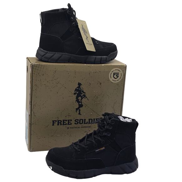 Free Soldier Tactical Military Combat Work Boots Black Suede & Fabric Men's 7 - Picture 3 of 8